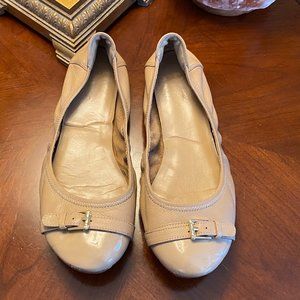 Cole Haan Beige Leather Ballet Flats with Buckle
